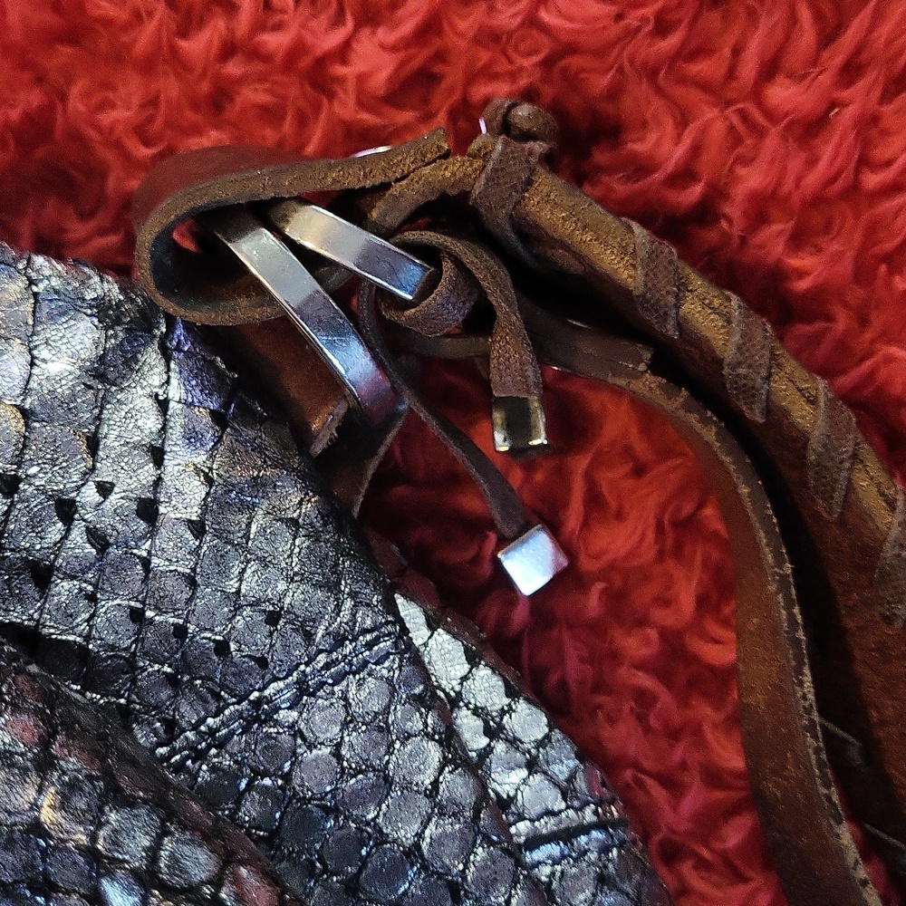 Python Silver Snakeskin Shoulder Bag - image 7
